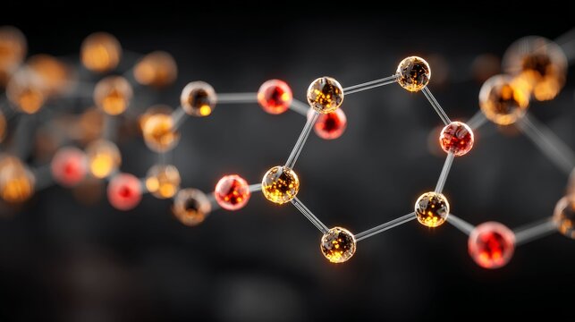 Molecular Network: A vivid depiction of a molecular network, revealing intricate connections and structures, showcasing the beauty of scientific concepts and the interconnectedness of elements. - Powered by Adobe