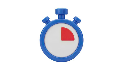 Blue Stopwatch Icon with Red Segment on transparent background