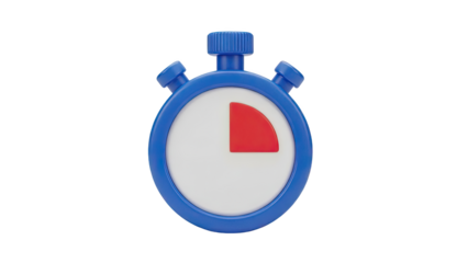 Blue Stopwatch Icon with Red Segment on transparent background