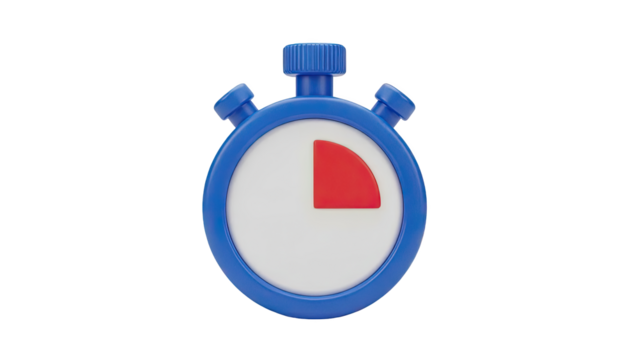 Blue Stopwatch Icon with Red Segment on transparent background - Powered by Adobe