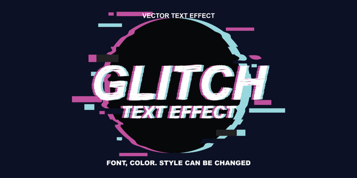 Modern digital glitch text effect vector with cyan and magenta chromatic aberration, perfect for futuristic, gaming, Vapor wave, or technology themed typography and poster designs.