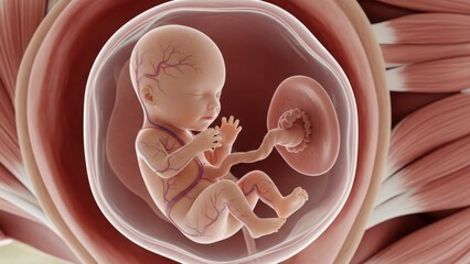Fetal development inside the womb at early stages