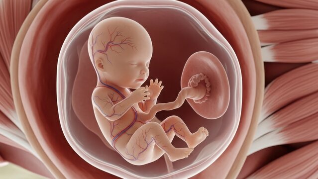 Fetal development inside the womb at early stages
