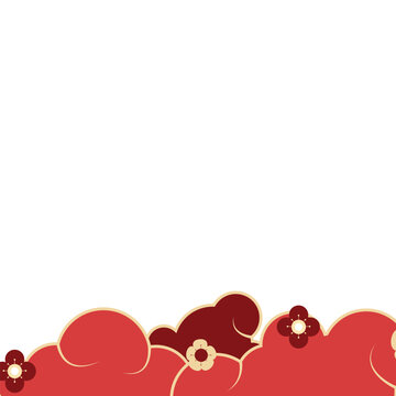 Traditional Chinese red and gold cloud pattern vector, featuring floral ornaments and auspicious motifs, perfect for Lunar New Year, Mid-Autumn Festival, and oriental designs.
