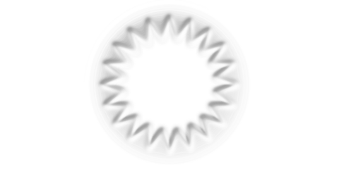 A minimalist abstract white jagged circular shape on a clean white background, creating a subtle textured pattern.