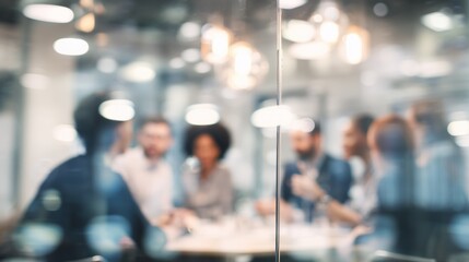 Fototapeta premium Blurred Business Meeting Through Glass