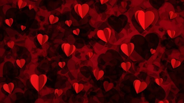 A romantic background with red hearts on a dark background for valentines day or love themed designs and projects - Powered by Adobe