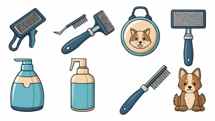 Dog Grooming Tools and Supplies Collection.