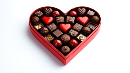 Heart-shaped box of assorted chocolates for valentine's day