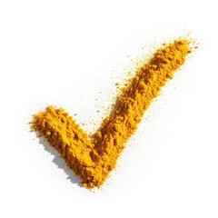 Yellow spice checkmark isolated on white background