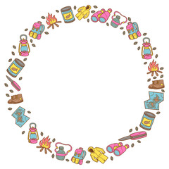 camping equipment circle border
