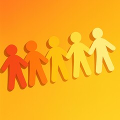 Paper cutout community of colorful silhouettes over soft gradient background symbolizing teamwork and inclusion for HR campaigns