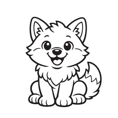 Obraz premium Cute vector cartoon illustration of a happy dog, drawn with rounded shapes, soft lines, and a playful smile, creating a friendly character that feels cheerful, warm, and fun.