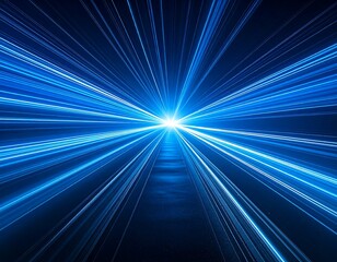 Intense blue light bursts forth from a central glowing point