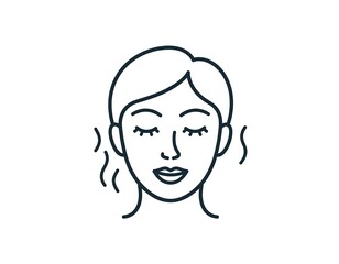 Black and white line drawing of a person with eyes closed