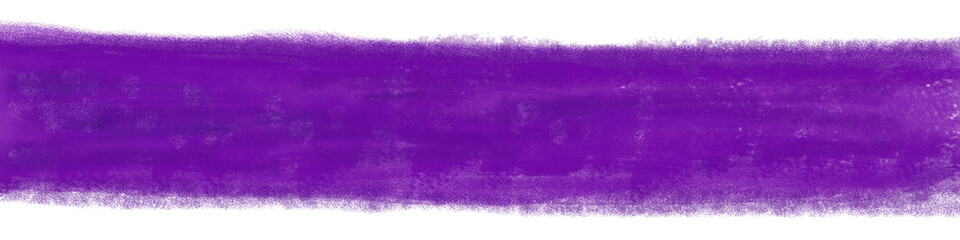 Purple paint brush stroke texture with rough edges on white background