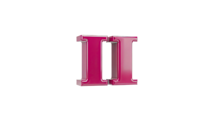 3D Shiny Roman Numeral II on transparent background