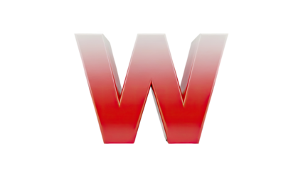 3D Red Letter W with Gradient