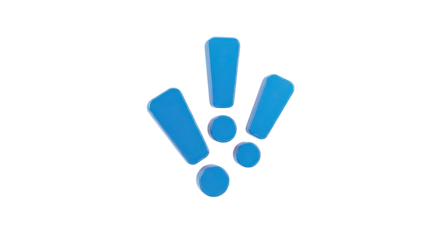 Blue Exclamation Marks and Dots Symbol on transparent background