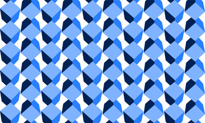 Blue tone cube 3D seamless repeat pattern, replete image design for fabric printing or wallpaper, blue abstract wall, checkerboard boxes