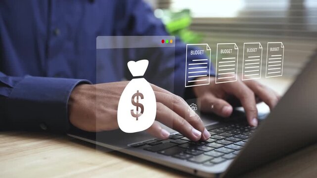 Business finance budget, and financial planning, Effective budget allocation and budget management. corporate finance, Annual strategy plan, calculate company income, expenses, investment money.
