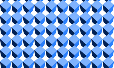 Blue tone cube 3D seamless repeat pattern, replete image design for fabric printing or wallpaper, blue abstract wall, checkerboard boxes