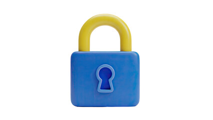 3D Render of a Blue and Yellow Padlock