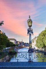 Strasbourg in France, old city center with colorful houses, on the canal
