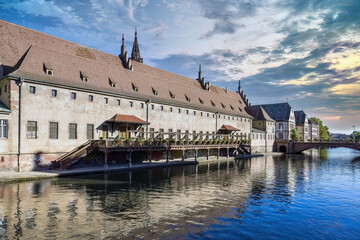 Strasbourg in France, old city center with colorful houses, on the canal
