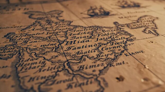 Vintage map of India. Map showing India. Map outline India. Old world map. Antique style map. Sepia toned illustration. Geographic map. Historical map. Brown background.