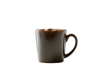 Dark Brown Ceramic Mug Filled with Coffee, isolated on transparent background