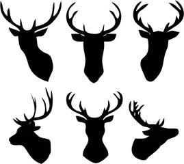 Black Deer Head with Antlers ...