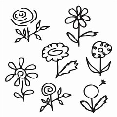 Floral Sketch Icon Set Vecto.eps