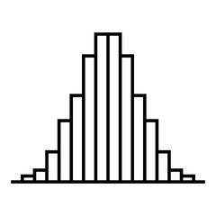 Bell curve distribution icon representing statistics, probability, normal distribution, analytics, data analysis, perfect for education, research, scientific, and statistical applications.