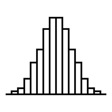 Bell curve distribution icon representing statistics, probability, normal distribution, analytics, data analysis, perfect for education, research, scientific, and statistical applications.