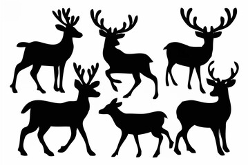 Reindeer animal silhouettes s...