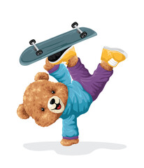 Bear handstand skateboard vector illustration
