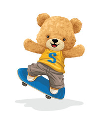 Bear jumping on skateboard vector illustration
