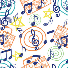 Music doodle vector illustration seamless pattern
