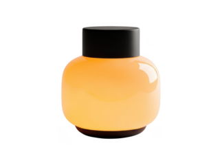 Yellow bottle with black cap isolated on transparent background