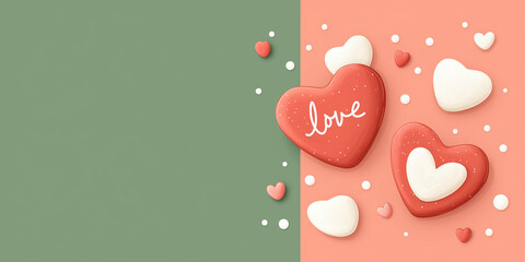 Valentine hearts with love text