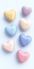 Glossy pastel heart shapes