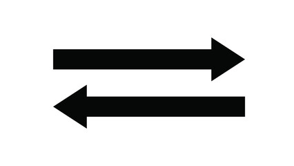 Black Horizontal Arrows Pointing in Opposite Directions: Minimalist Swap Symbol for Transaction, Exchange, Transfer, and Comparison Vector Graphic Isolated on White