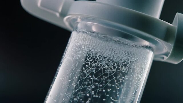 Bubbling liquid movement in transparent tube