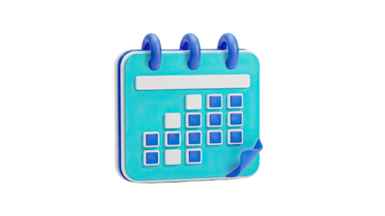 3D Calendar Icon with Blue and White Squares