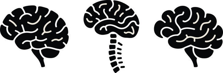 Brain icon set. A simple and clean illustration of a human brain