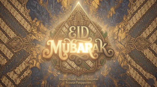 "Royal Javanese Theme Eid Mubarak Motion Graphic: Ancient Ornaments and Glowing Typography" (Motion Graphic Idul Fitri Tema Jawa Keraton: Ornamen Kuno dan Tipografi Bercahaya)
