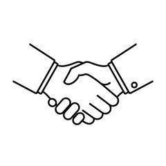 Business handshake icon, agreement and deal concept, partnership symbol, simple line art