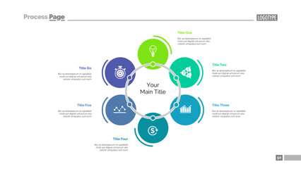 Chart with six options slide template
