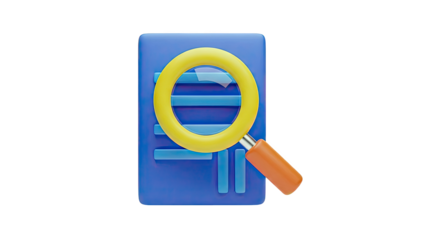 3D Magnifying Glass Over Document Icon
